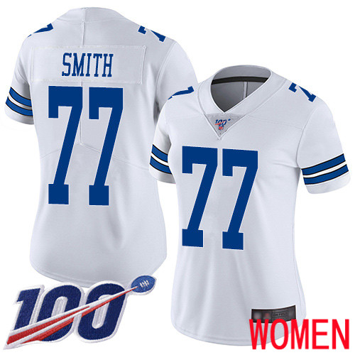 Women Dallas Cowboys Limited White Tyron Smith Road #77 100th Season Vapor Untouchable NFL Jersey->youth nfl jersey->Youth Jersey